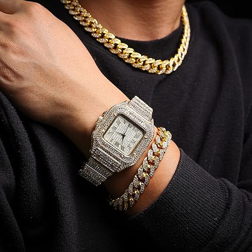 Luxury Gold Watch Necklace And Bracelet Set