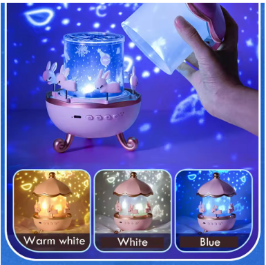 Night Light Projector Kids Nursery Children Room Space Rotation USB Rechargeable