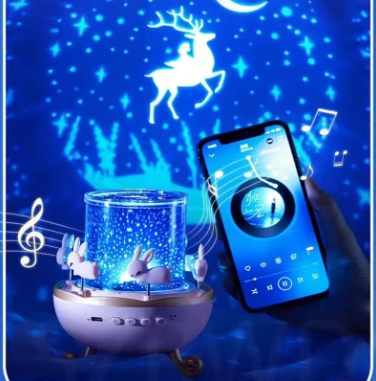 Night Light Projector Kids Nursery Children Room Space Rotation USB Rechargeable